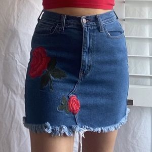 Vintage embroidered jean skirt